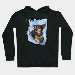 Portrait of Chihuahua puppy dog watercolor painting Hoodie